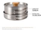 Outdoor Stainless Steel Frying Pan with Folding Wooden Handle