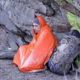 Thermal raincoat and survival blanket