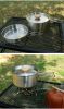 Outdoor Stainless Steel Frying Pan with Folding Wooden Handle