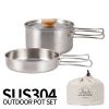Outdoor Stainless Steel Frying Pan with Folding Wooden Handle