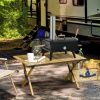 Outsunny Outdoor Pizza Oven with 12" Stone, Peel and Cover, Portable Pellet Wood Fired Pizza Maker with Foldable Legs, Stainless Steel Pizza Grill for