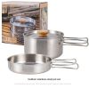 Outdoor Stainless Steel Frying Pan with Folding Wooden Handle