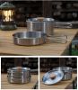 Outdoor Stainless Steel Frying Pan with Folding Wooden Handle