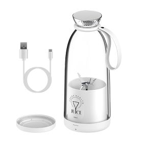 2-in-1 16.9OZ Portable Fruit Blender Electric Rechargeable Juice Cup for Shakes Smoothies Juice Personal Fruit Mixer with 6 Blades (Option: WHITE)
