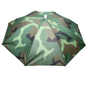 Portable Rain Hat Outdoor Folding Umbrella Fishing Sun Shade Anti-UV Camping Fishing Headwear Cap Beach Head Hat Accessory (Color: Watermelon Rind)