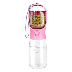 18.6OZ Portable Dog Water Bottle Pet Water Dispenser with Detachable Food Container Leak-Proof Lock Design for Dog Walking Traveling Hiking Outdoor Ac (Option: PINK)