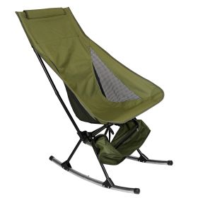 Portable Camping Rocking Chair 198LBS Weight Capacity Included Carry Bag High Back Rocker Chair For Patio Fishing Beach Lawn Travel (Option: GREEN)